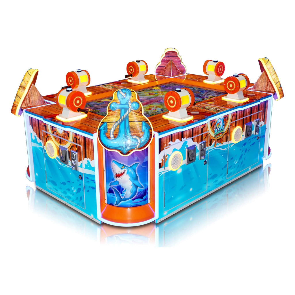 Open Sea Fishing six player ticket arcade machine with a table-style cabinet and fishing stations around an ocean screen