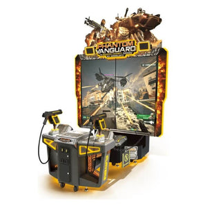 Phantom Vanguard 2 player shooting arcade machine with dual screens and two mounted guns