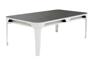 Stone-effect protective cover fitted over the Cornilleau Hyphen Outdoor 7ft pool table