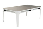 Wood-effect protective cover fitted over the Cornilleau Hyphen Outdoor 7ft pool table, alternate view