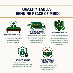 Premium Pool Tables quality and peace of mind trust graphic