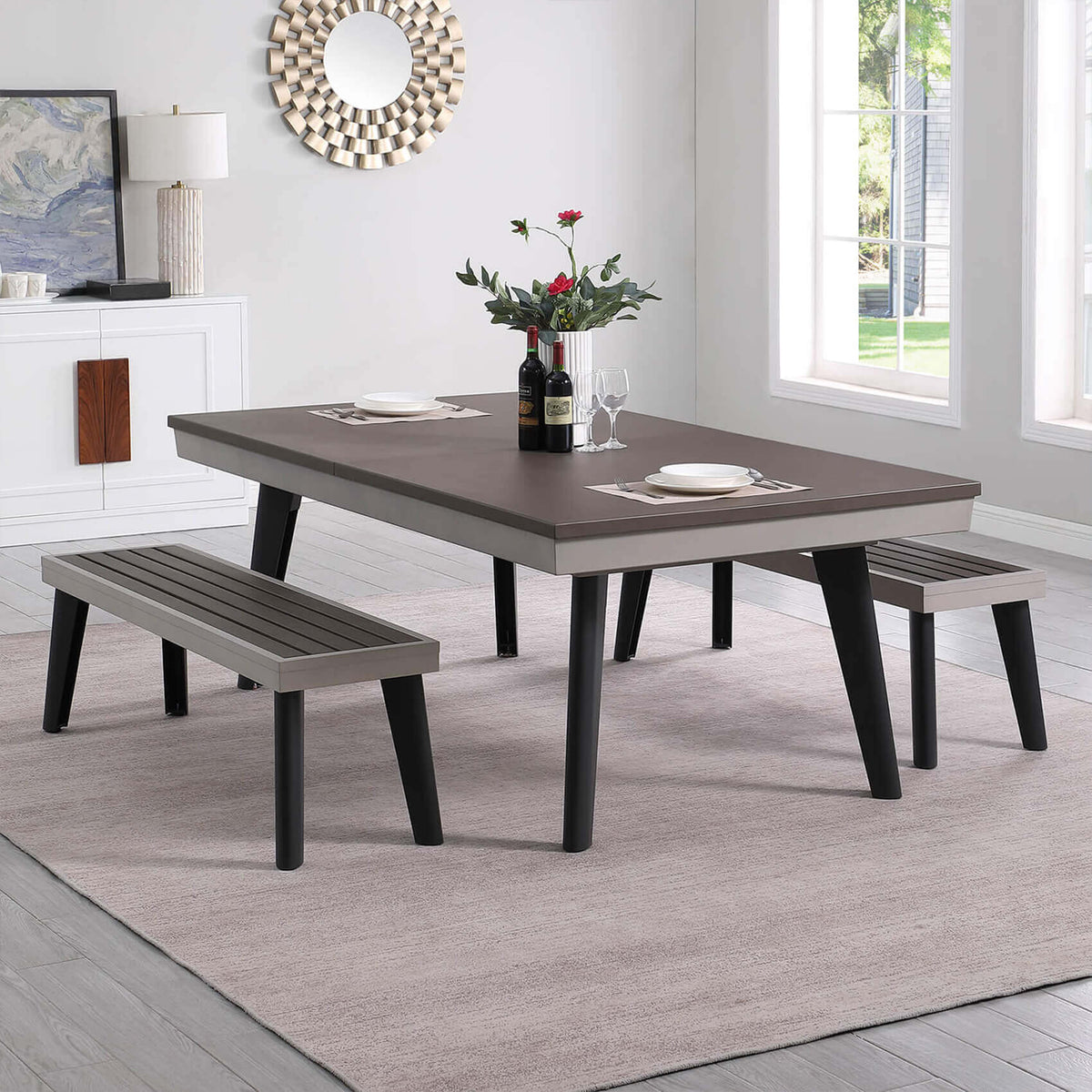 Pureline California dining pool table converted into a modern dining table