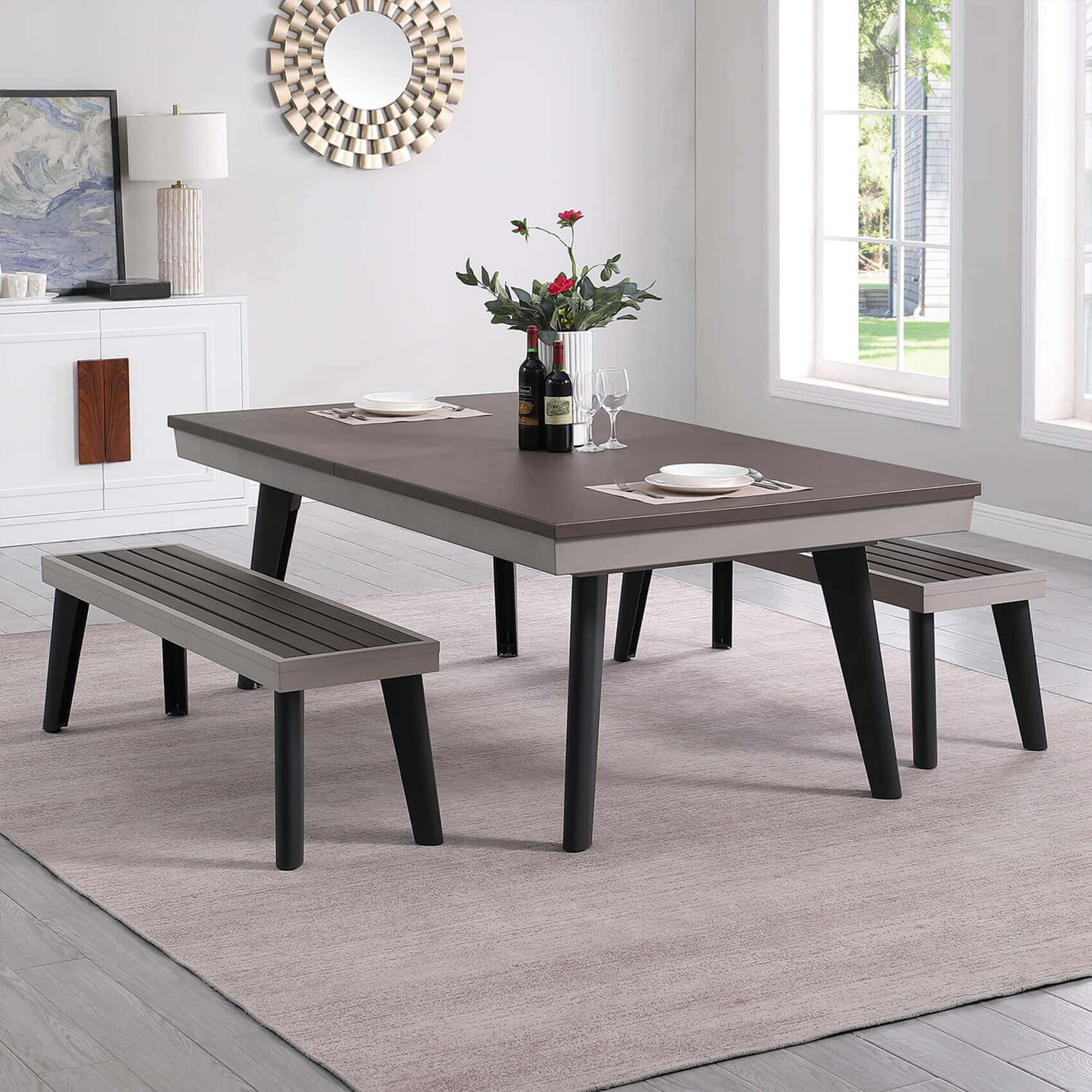 Pureline California dining pool table converted into a modern dining table