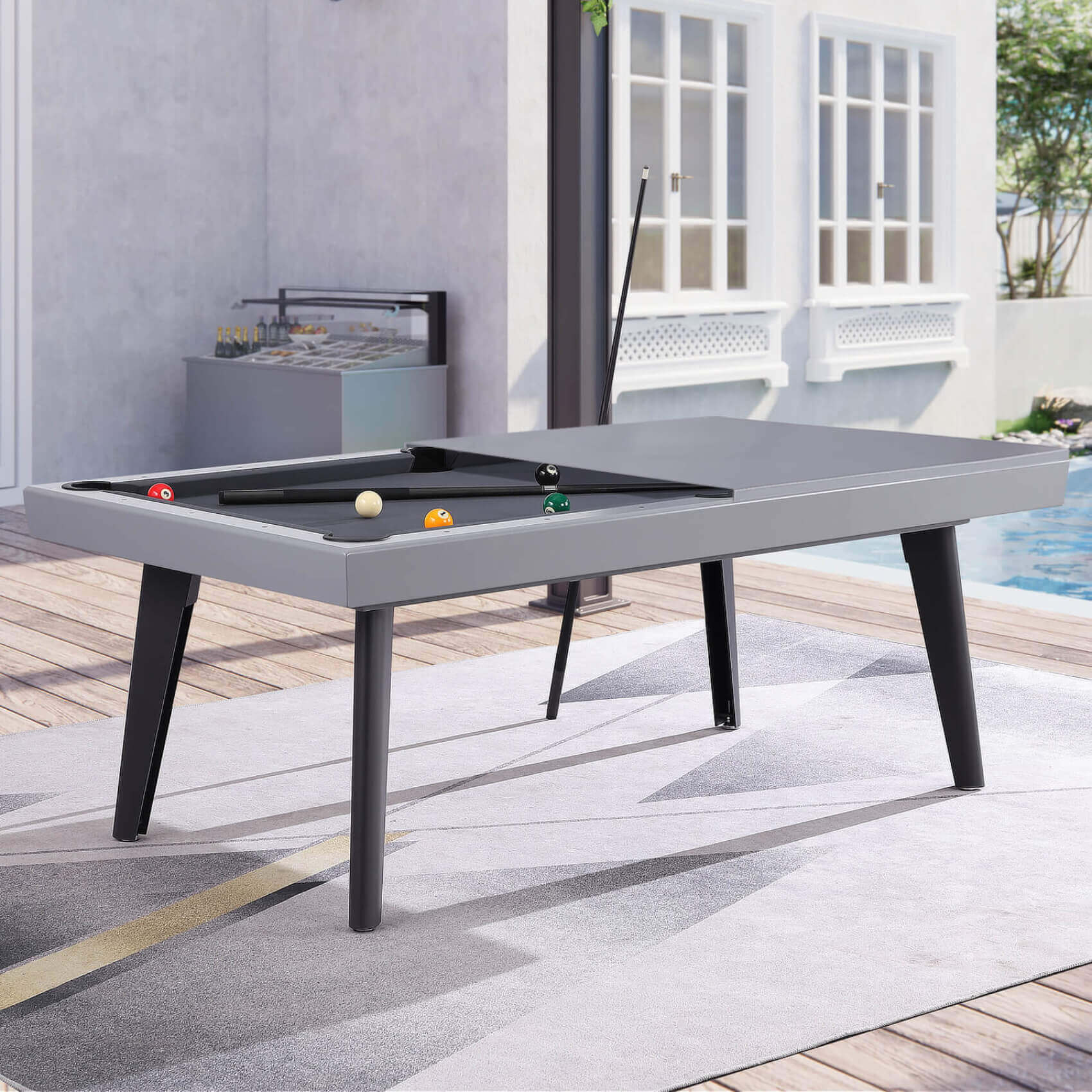 pureline california 7t pool table in outdoor area