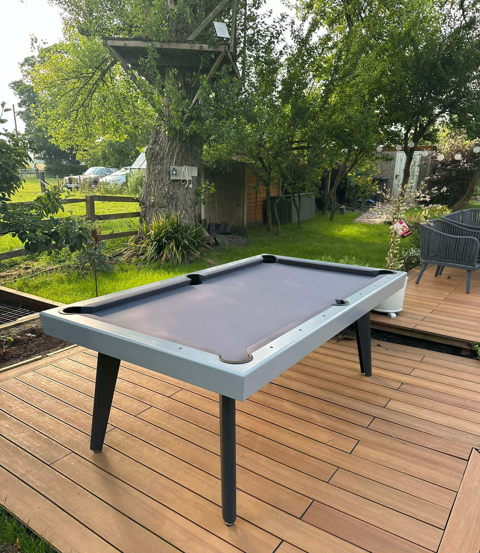Pureline California weatherproof outdoor pool table with grey finish