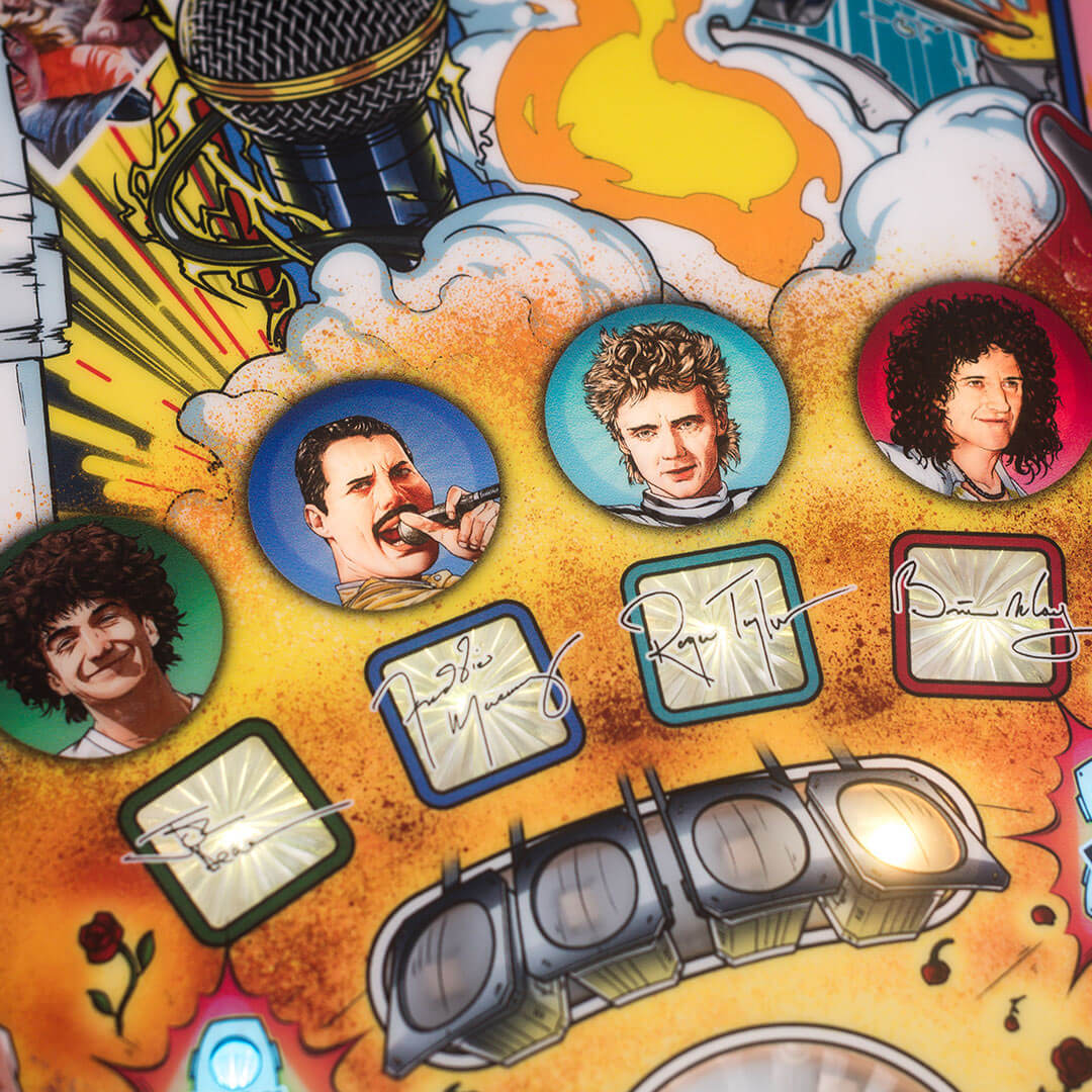 Queen Pinball Machine band portrait playfield artwork