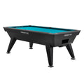 Rasson Apollo II 7ft English pool table with teal cloth and black cabinet on angled legs