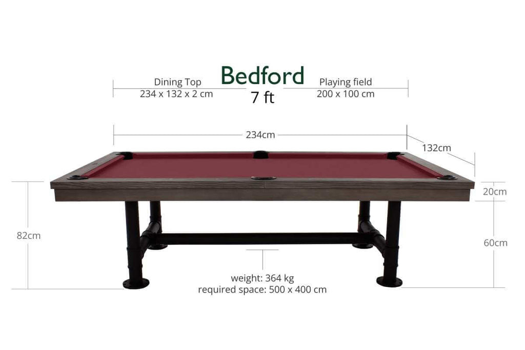 Rasson Bedford pool table 7ft size and overall dimensions