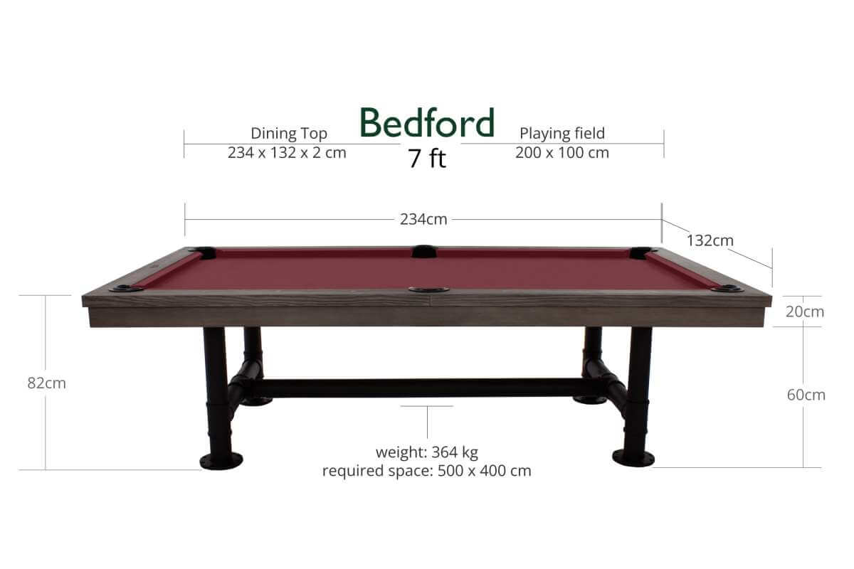 Rasson Bedford pool table 7ft size and overall dimensions