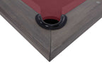 Close-up of the Rasson Bedford pool table's corner pocket and internal leather drop pocket