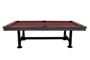 Rasson Bedford pool table in Silver Mist finish with red cloth playing surface
