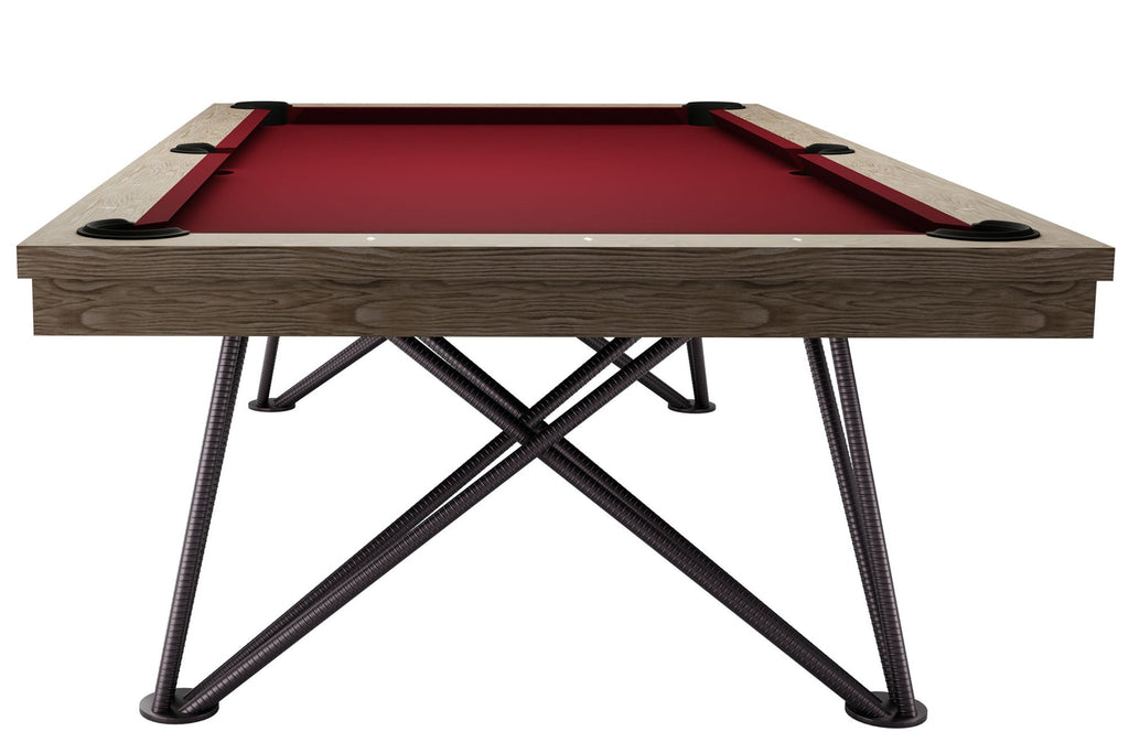 Front view of the Rasson Dauphine 8ft pool table in grey-stained oak
