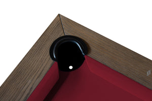 Internal leather drop pocket detail on the Rasson Dauphine 8ft pool table
