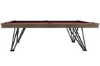 Side view of the Rasson Dauphine 8ft pool table showing the crossing steel legs