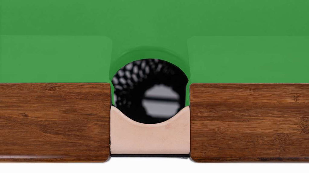 Middle pocket and cushion detail on the Rasson Englon 12ft Russian pyramid table