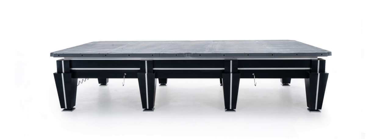 Five-piece 50mm slate bed of the Rasson Magnum II 12ft snooker table