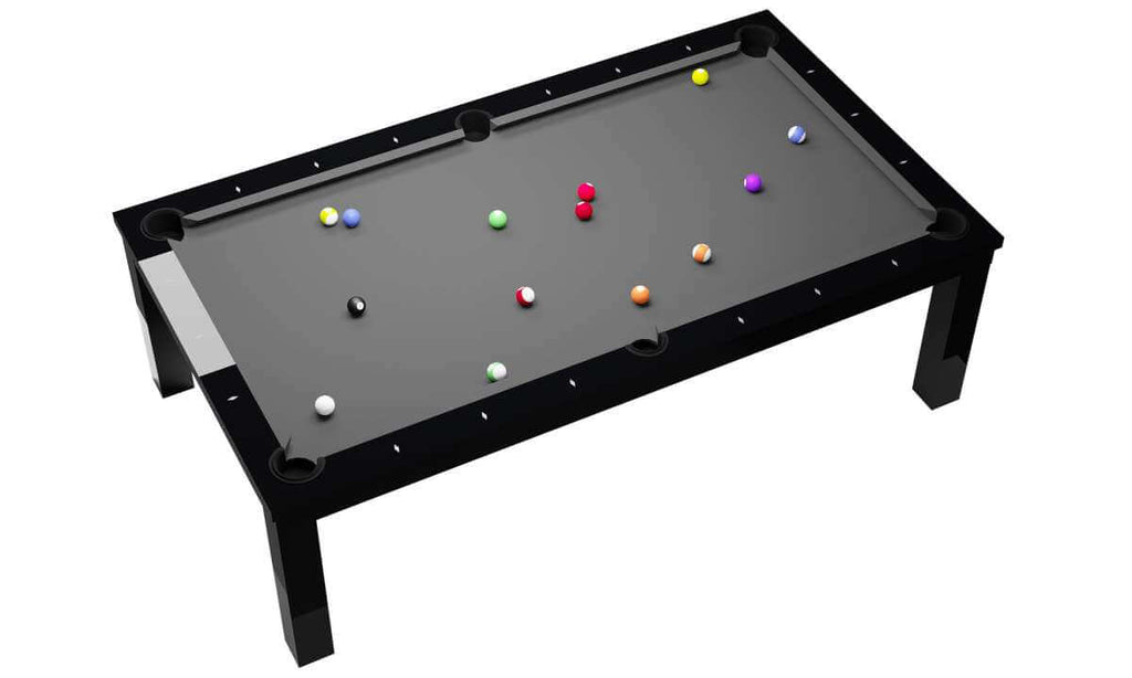 Rasson Penelope II 7ft Shining Black dining pool table, full table view