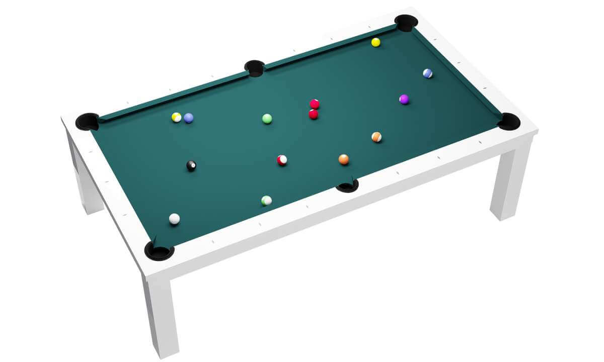 Rasson Penelope II Shining White dining pool table, alternate angle