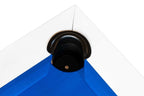 Rasson Penelope II Shining White dining pool table, corner detail showing pocket and cushion rail