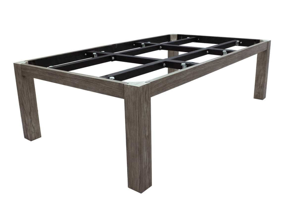 Rasson Penelope II Silver Mist dining pool table, construction detail showing slate bed and cabinet