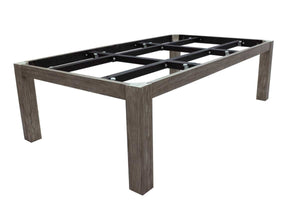 Rasson Penelope II Silver Mist dining pool table, construction detail showing slate bed and cabinet