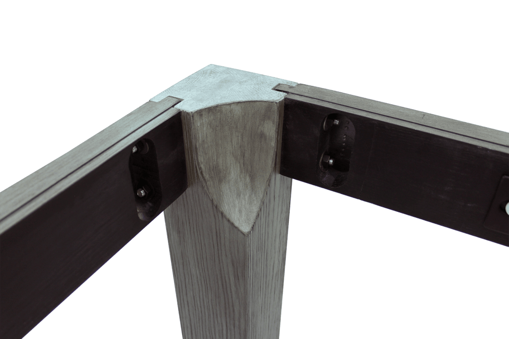 Rasson Penelope II Silver Mist dining pool table, corner detail showing pocket and cushion rail