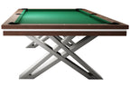 Front view of the Rasson Pierce 8ft pool table in walnut