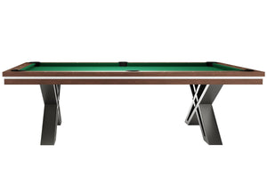 Side view of the Rasson Pierce 8ft pool table showing the cabinet and leg design