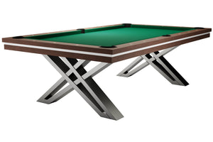 Rasson Pierce 8ft American slate bed pool table in walnut with yellow-green cloth