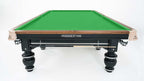 Rasson Strong II 12ft snooker table from a corner angle, showing the playing surface and timber rails