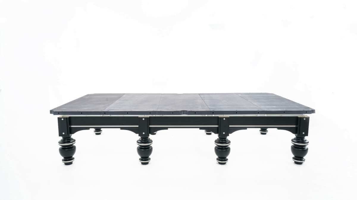 Five-piece 45mm slate bed of the Rasson Strong II 12ft snooker table