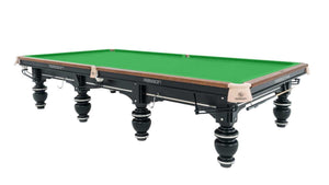 Rasson Strong II 12ft snooker table with green cloth and black cabinet