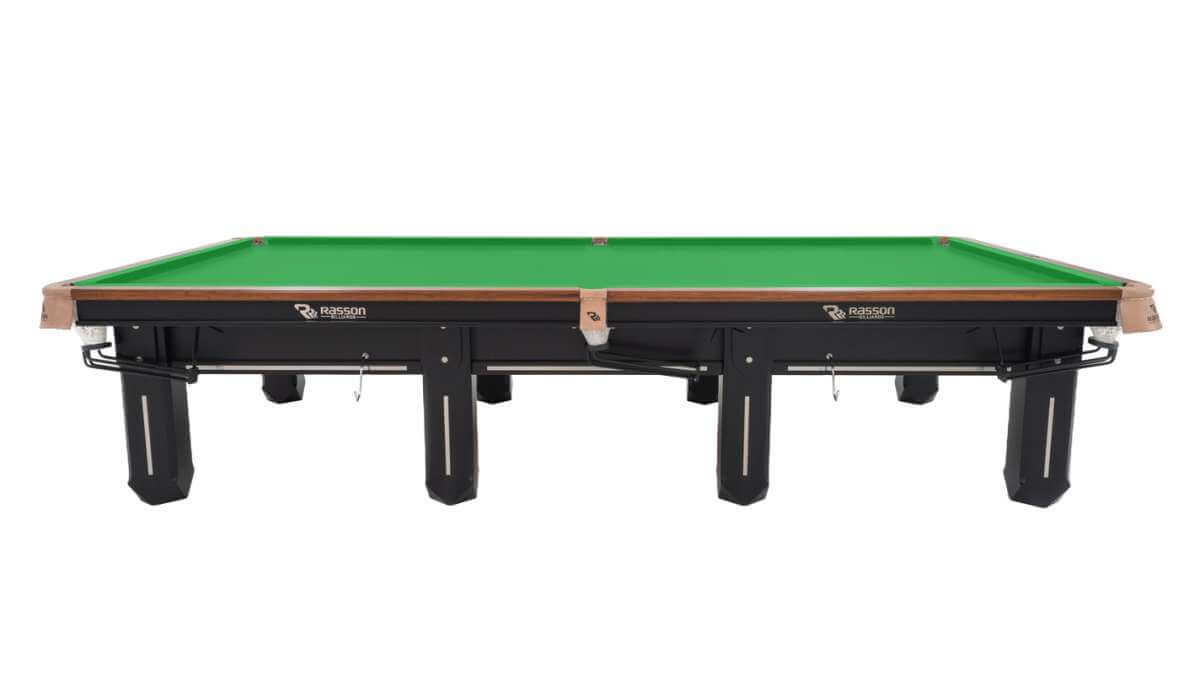 Full-length view of the Rasson Sword II 12ft snooker table