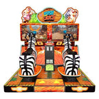 Rush and Catch arcade machine from the front showing both zebras and the Rush and Catch sign