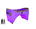 SAM Arena football table in purple shown with people for scale