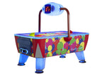 SAM Baby Evo kids air hockey table with colourful playfield and illuminated overhead scorer