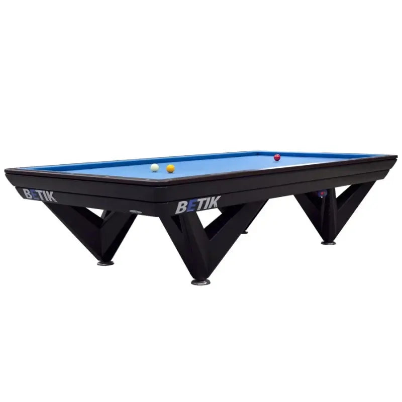 Full view of the SAM Betik professional carom table with heated slate bed and aluminium steel frame
