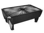 SAM Black Ice II air hockey table in black with a geometric playfield