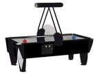 SAM Black Track 8ft commercial air hockey table with black cabinet and overhead scorer