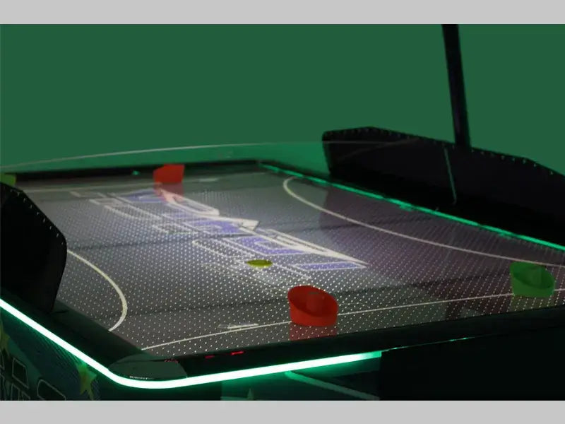 Wide playfield of the SAM Double Evo lit up in green