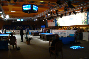Elite Avant professional carom table set up in a tournament playing environment
