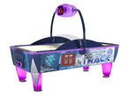 SAM Fast Track Evo II air hockey table with illuminated legs and overhead scorer