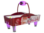 SAM Slalom Evo II curved bed air hockey table in red with illuminated legs