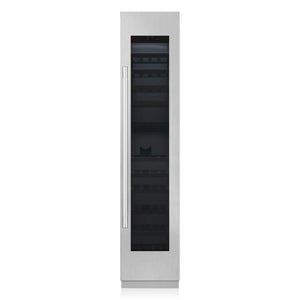 Signature Kitchen Suite 45cm integrated wine fridge with a stainless steel panel, door closed