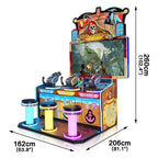 Side view of the Skull of Shadow 3 player shooting arcade machine