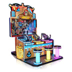 Skull of Shadow 3 player pirate shooting arcade machine with three gun stations and stools