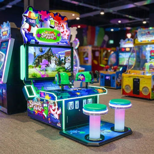 Splash Fight 2 player laser shooting arcade machine glowing in a family entertainment centre