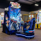 Storm Racer 2 arcade machine glowing in a family entertainment centre
