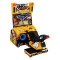 Storm Rider motorbike racing arcade machine with yellow cabinet and ride-on sports bike