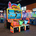Super Drill arcade machine glowing in a family entertainment centre